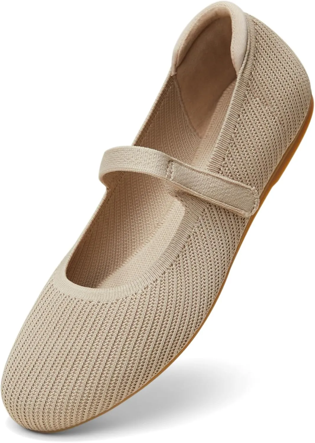 Arromic Ballet Flats for Women Round Toe Mary Jane Shoes Comfortable Dressy Women Flats Adjustable Straps Washable Knit Slip On Shoes
