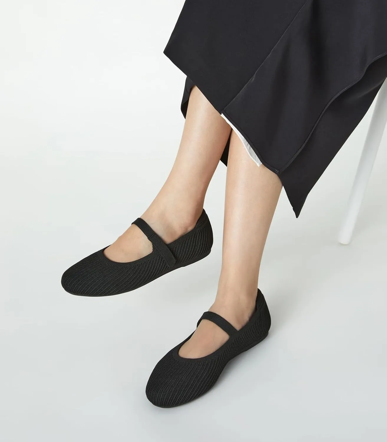 Arromic Ballet Flats for Women Round Toe Mary Jane Shoes Comfortable Dressy Women Flats Adjustable Straps Washable Knit Slip On Shoes