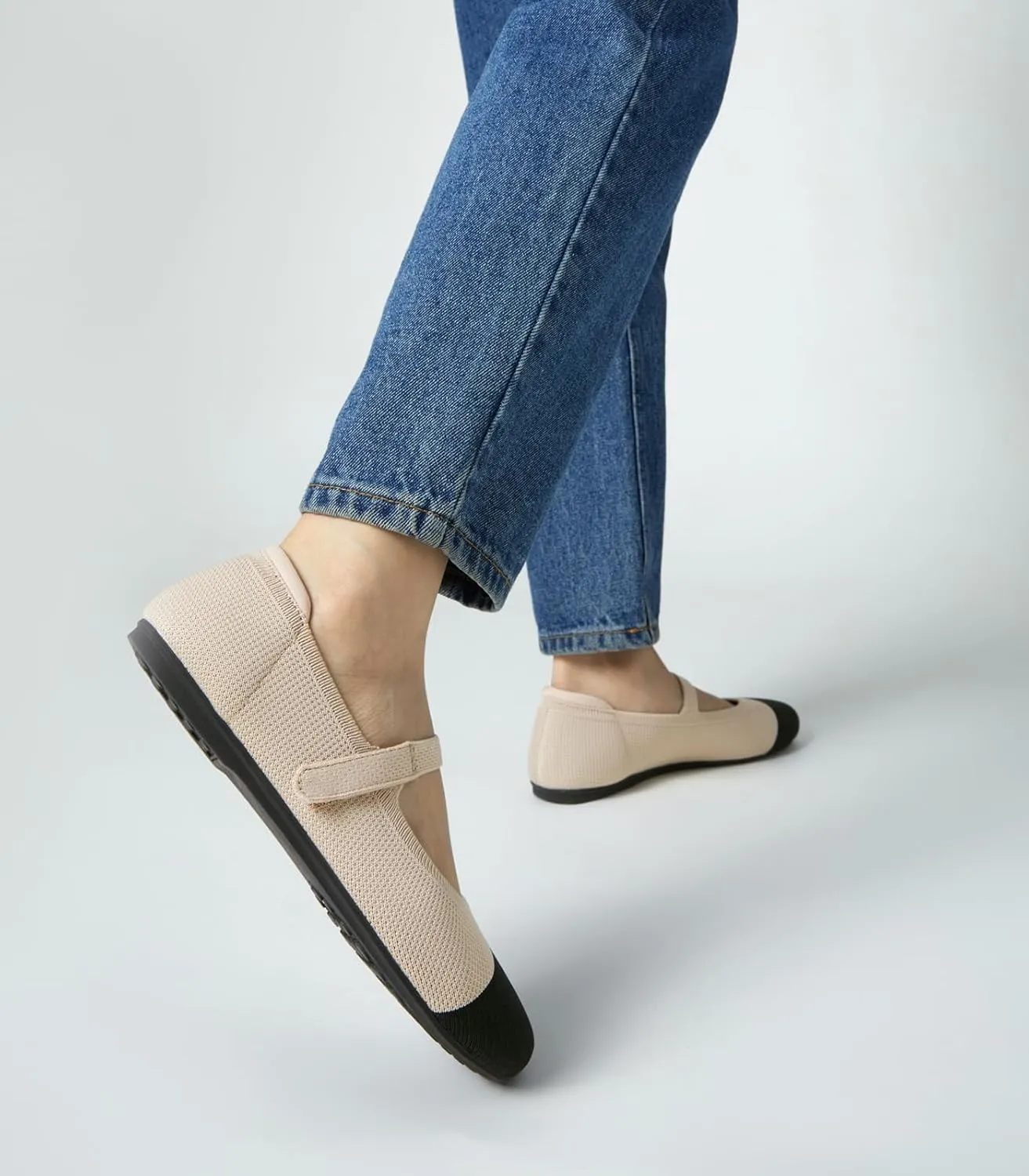 Arromic Ballet Flats for Women Round Toe Mary Jane Shoes Comfortable Dressy Women Flats Adjustable Straps Washable Knit Slip On Shoes