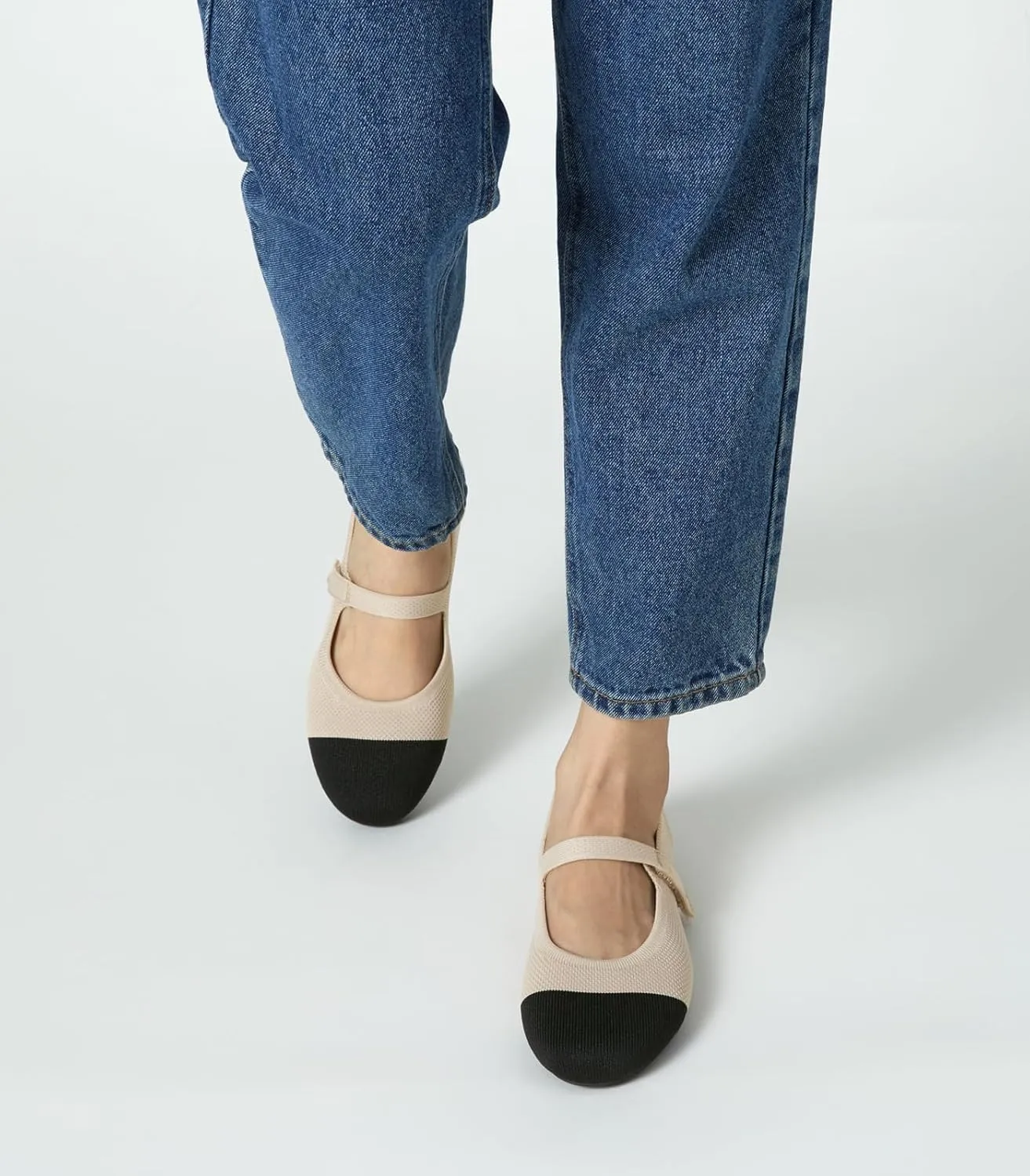 Arromic Ballet Flats for Women Round Toe Mary Jane Shoes Comfortable Dressy Women Flats Adjustable Straps Washable Knit Slip On Shoes