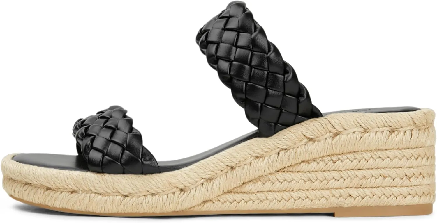 Arromic Women's Platform Wedge Sandals Braided Strap Slide Sandals for Women Casual Slip on Platform Wedges Slides Open Toe Beach Summer Sandals