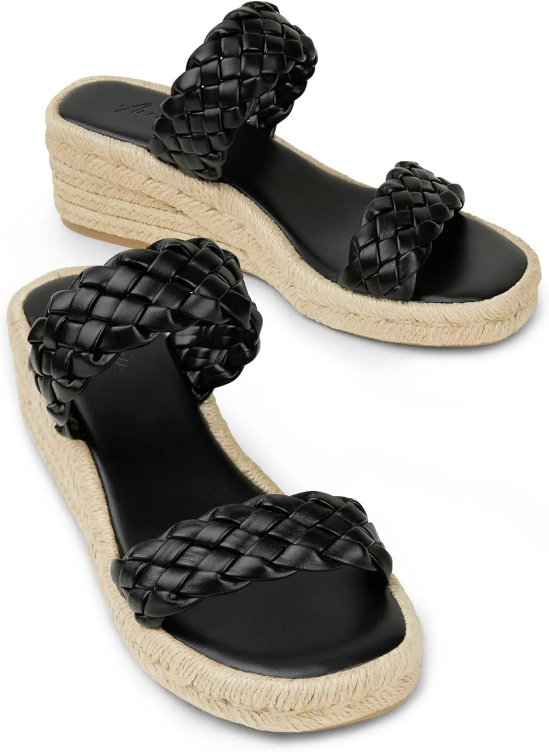 Arromic Women's Platform Wedge Sandals Braided Strap Slide Sandals for Women Casual Slip on Platform Wedges Slides Open Toe Beach Summer Sandals