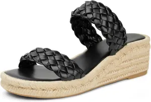 Arromic Women's Platform Wedge Sandals Braided Strap Slide Sandals for Women Casual Slip on Platform Wedges Slides Open Toe Beach Summer Sandals