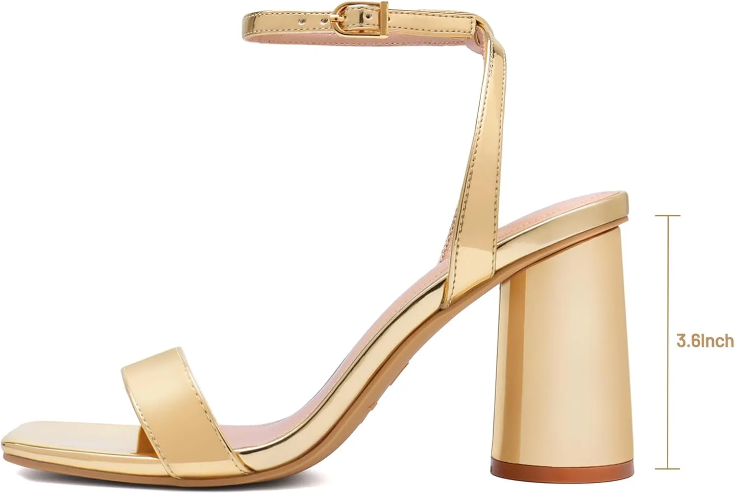 Athlefit Women's Strappy Chunky Block Heels Fashion Square Open Toe Heeled Sandals Ankle Strap Wedding Party Shoes