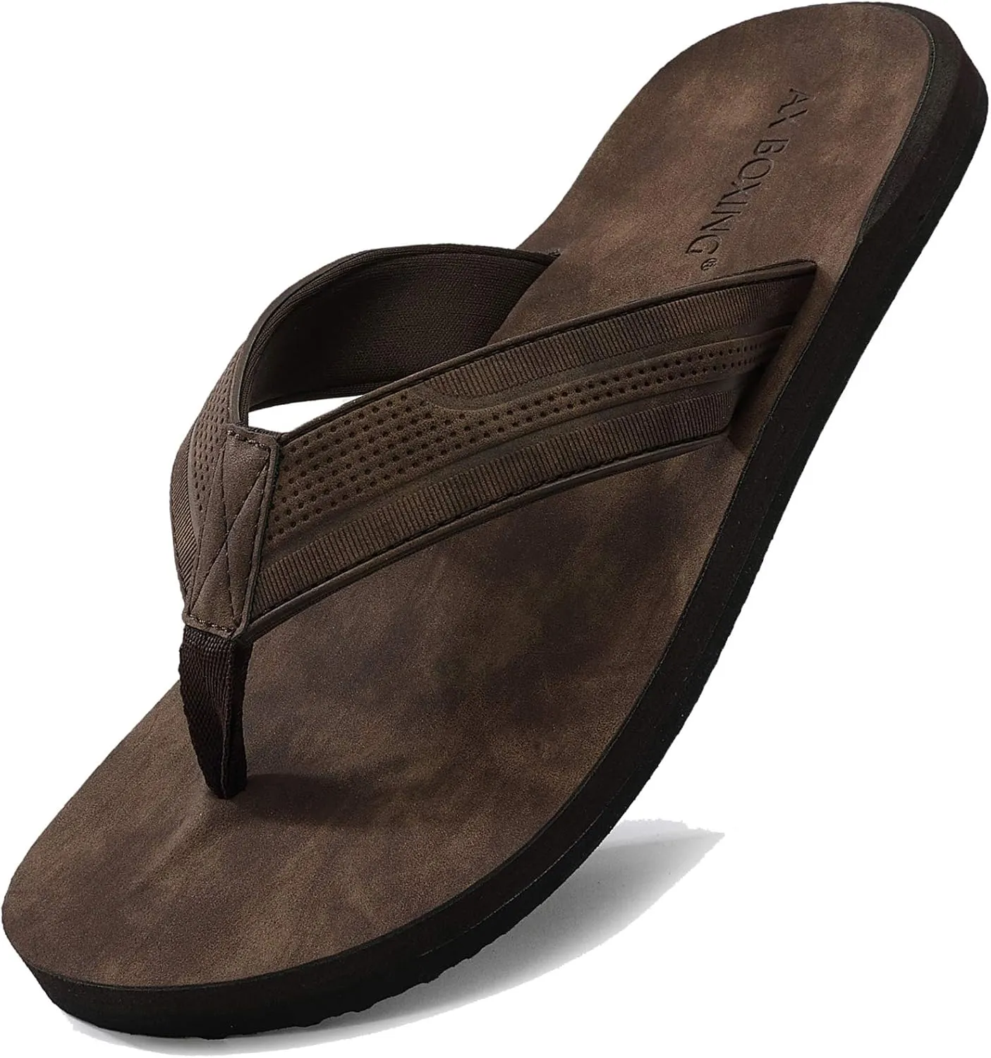 AX BOXING Mens Flip Flops Leather Thong Sandals Casual Comfort Slides Slippers