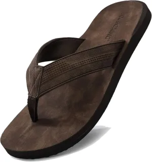 AX BOXING Mens Flip Flops Leather Thong Sandals Casual Comfort Slides Slippers