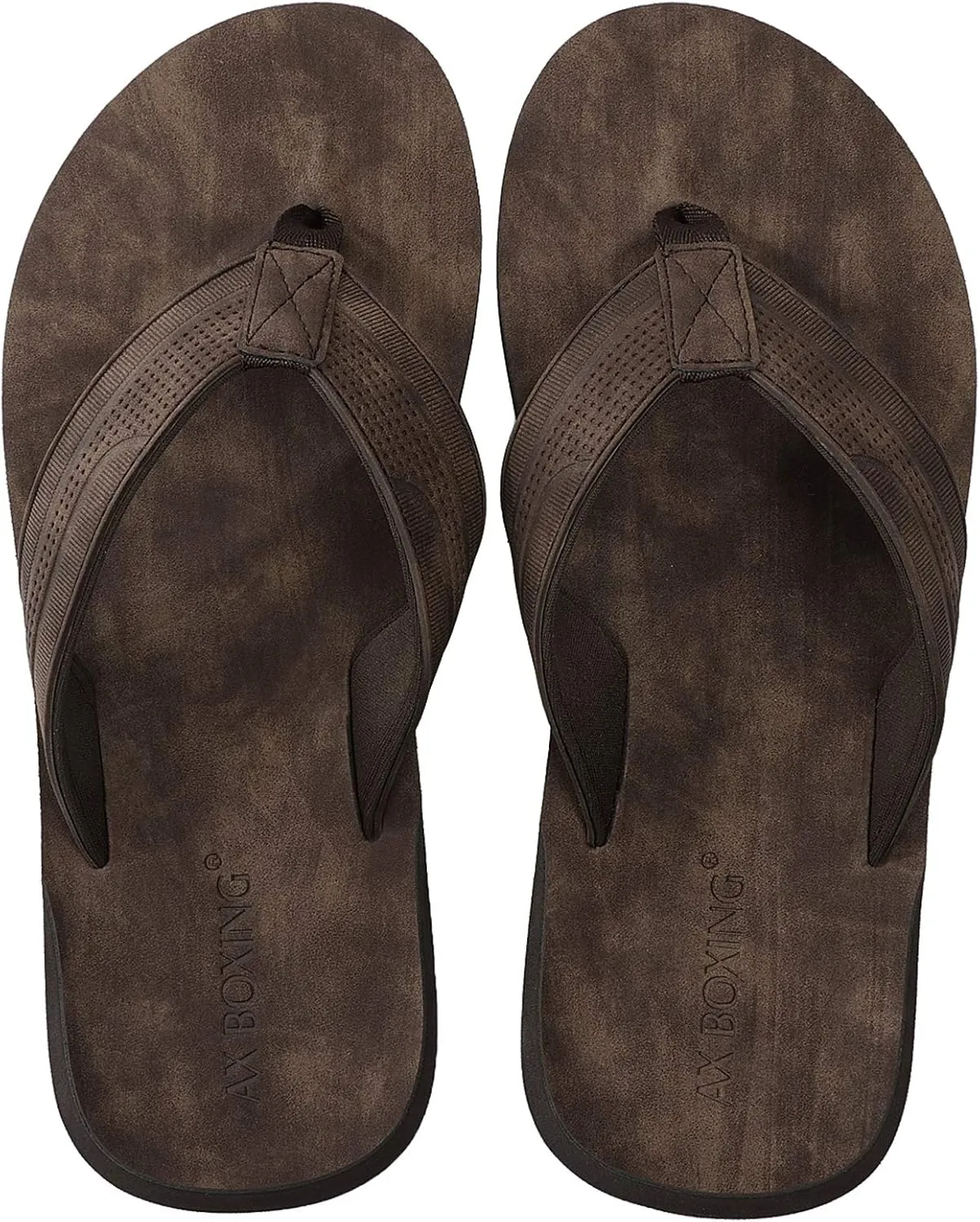 AX BOXING Mens Flip Flops Leather Thong Sandals Casual Comfort Slides Slippers