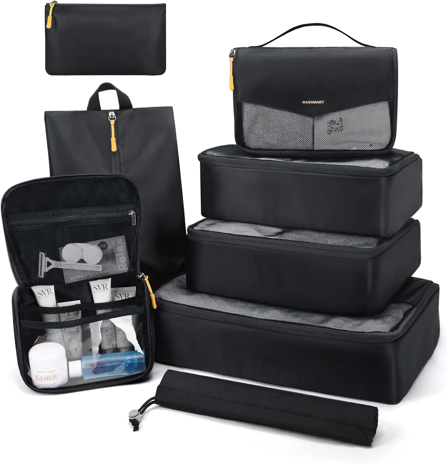 BAGSMART Packing Cubes for Suitcase, 8 Set Travel Organizers, Lightweight Cubes With Laundry Bag, Durable Luggage Organizer Set With Shoe Bag