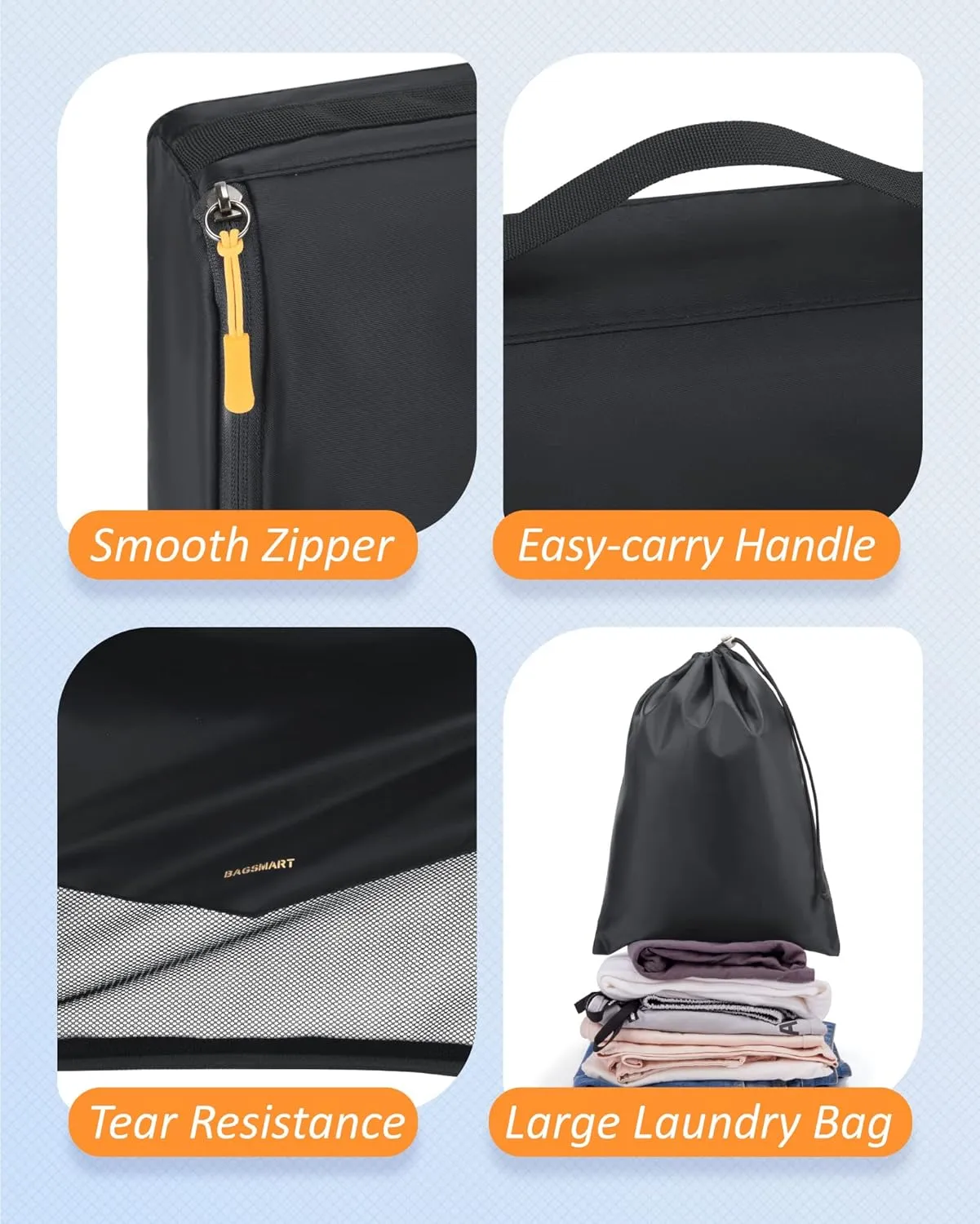 BAGSMART Packing Cubes for Suitcase, 8 Set Travel Organizers, Lightweight Cubes With Laundry Bag, Durable Luggage Organizer Set With Shoe Bag