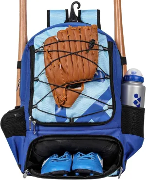Baseball Bag for Adult Lightweight Youth Softball Backpack, Catcher Bag with Shoe Compartment and External Helmet Holder, Waterproof and Durable