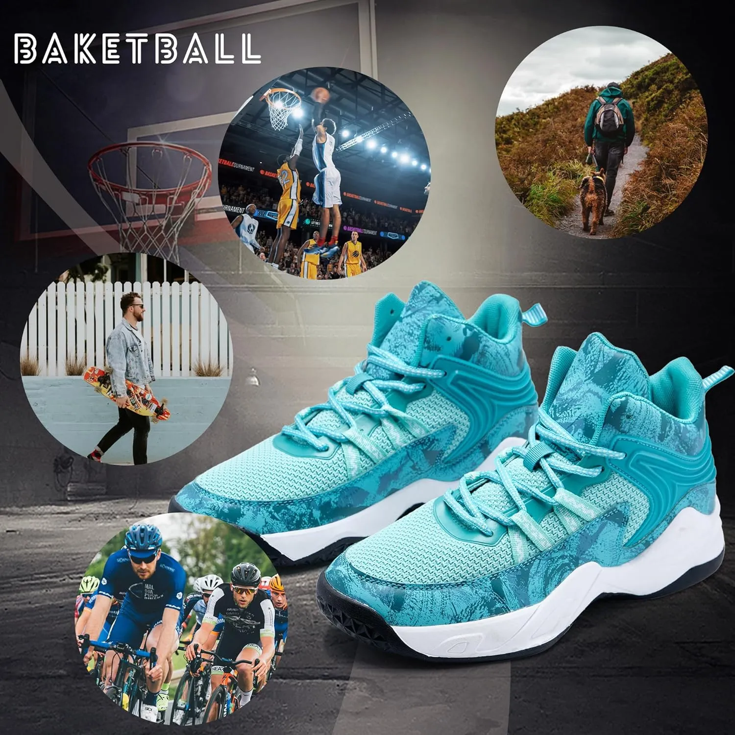 Basketball Shoes for Men Lightweight Durable for Outdoor Sports Training Matches