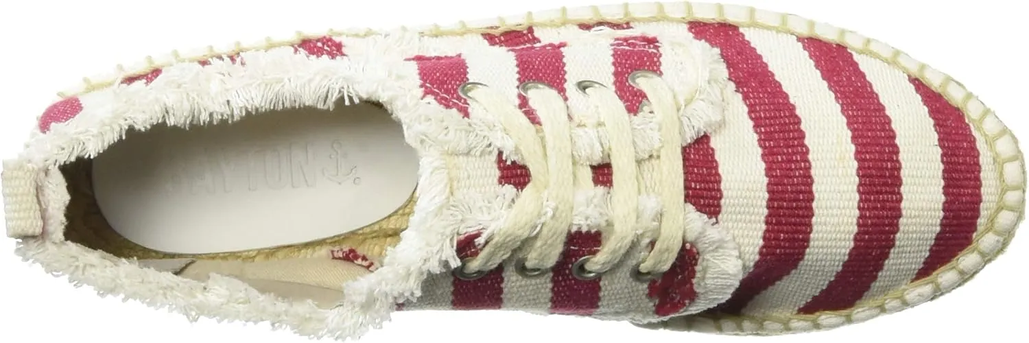 Bayton Women's Puravida Red Stripe Jute Espadrille Moccasin