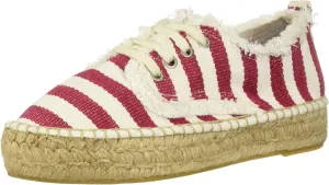 Bayton Women's Puravida Red Stripe Jute Espadrille Moccasin
