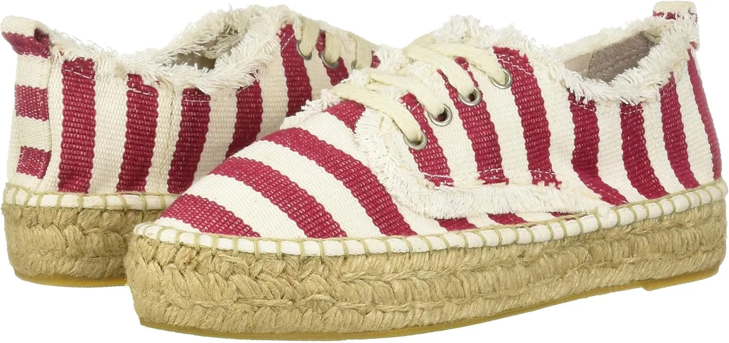 Bayton Women's Puravida Red Stripe Jute Espadrille Moccasin