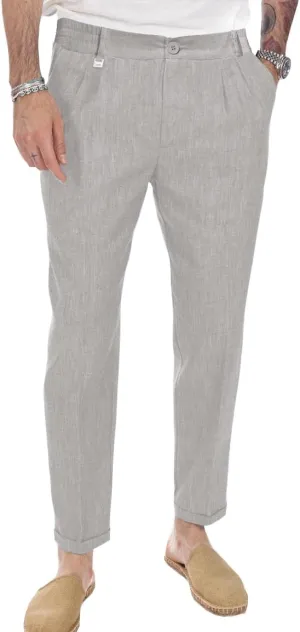Beotyshow Mens Linen Pants Casual Elastic Waist Trousers Summer Beach Lightweight Pants