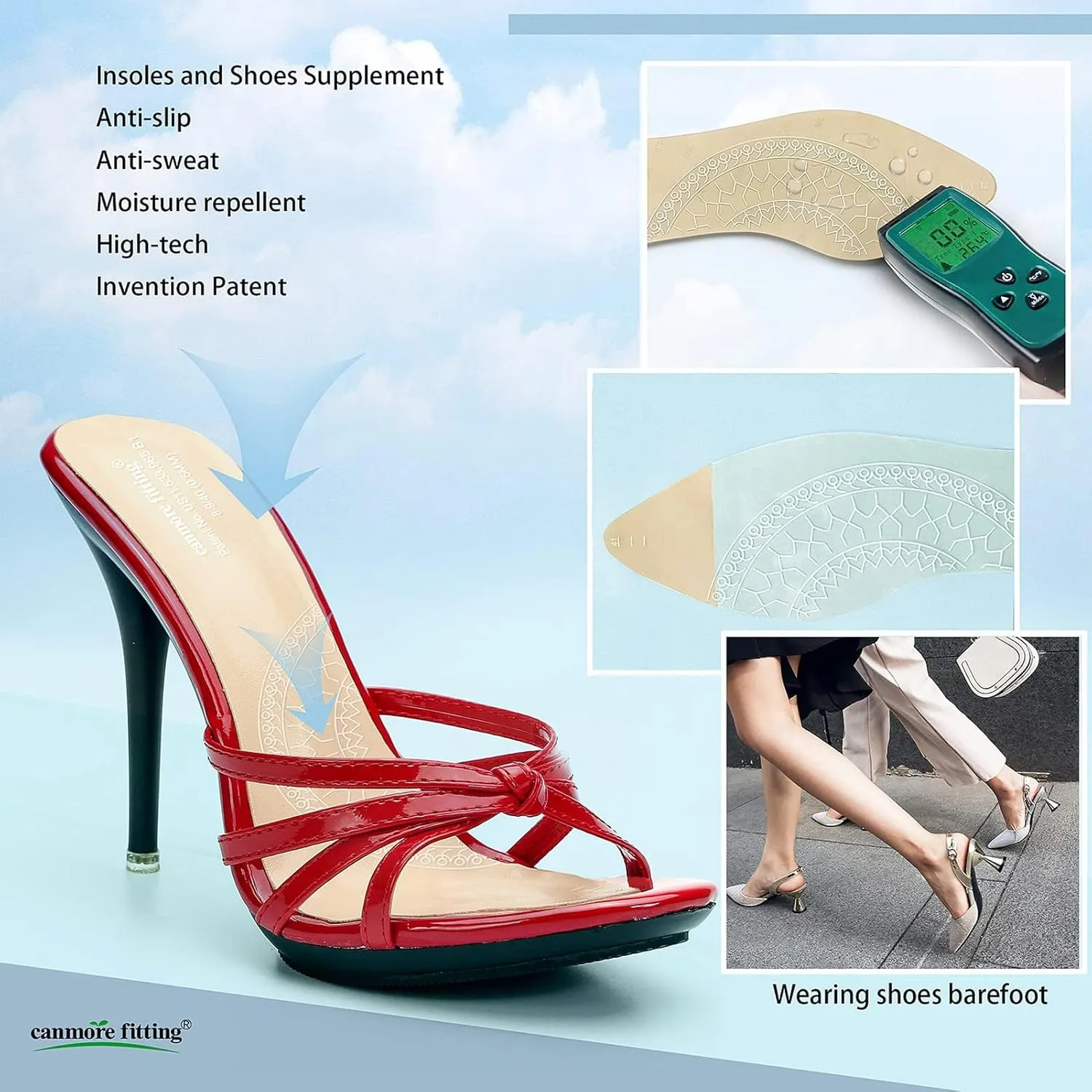Bionic Fascia Insoles Silicone Self-Adhesive Sticker for High Heel Shoes 0.5MM Keep Comfortable,Non-Slip Anti Odor Resistant,Make Your Shoes More Beautiful(Transparent-2Pair/Pack-42)