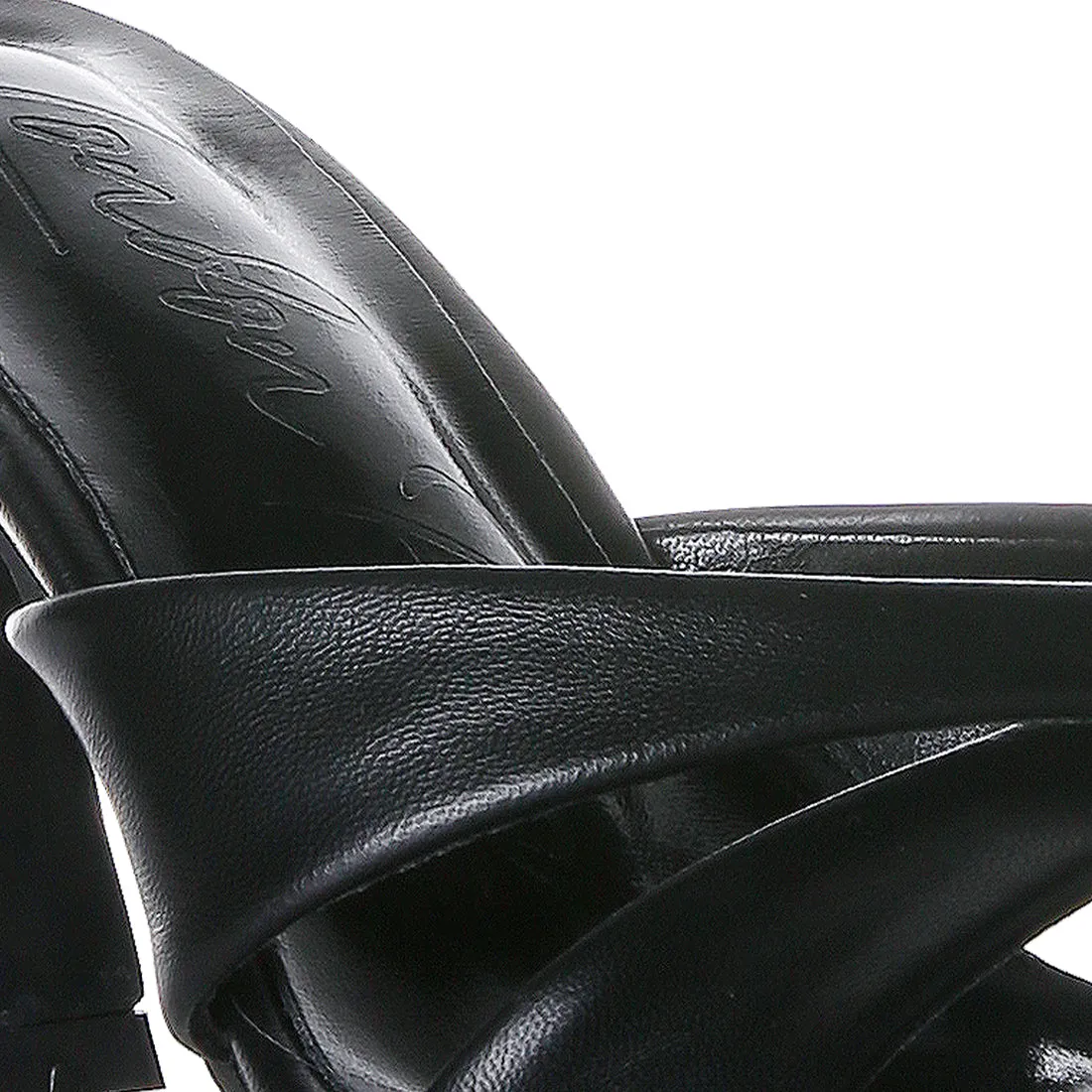 Black Criss Cross Slip On Thong Sandals