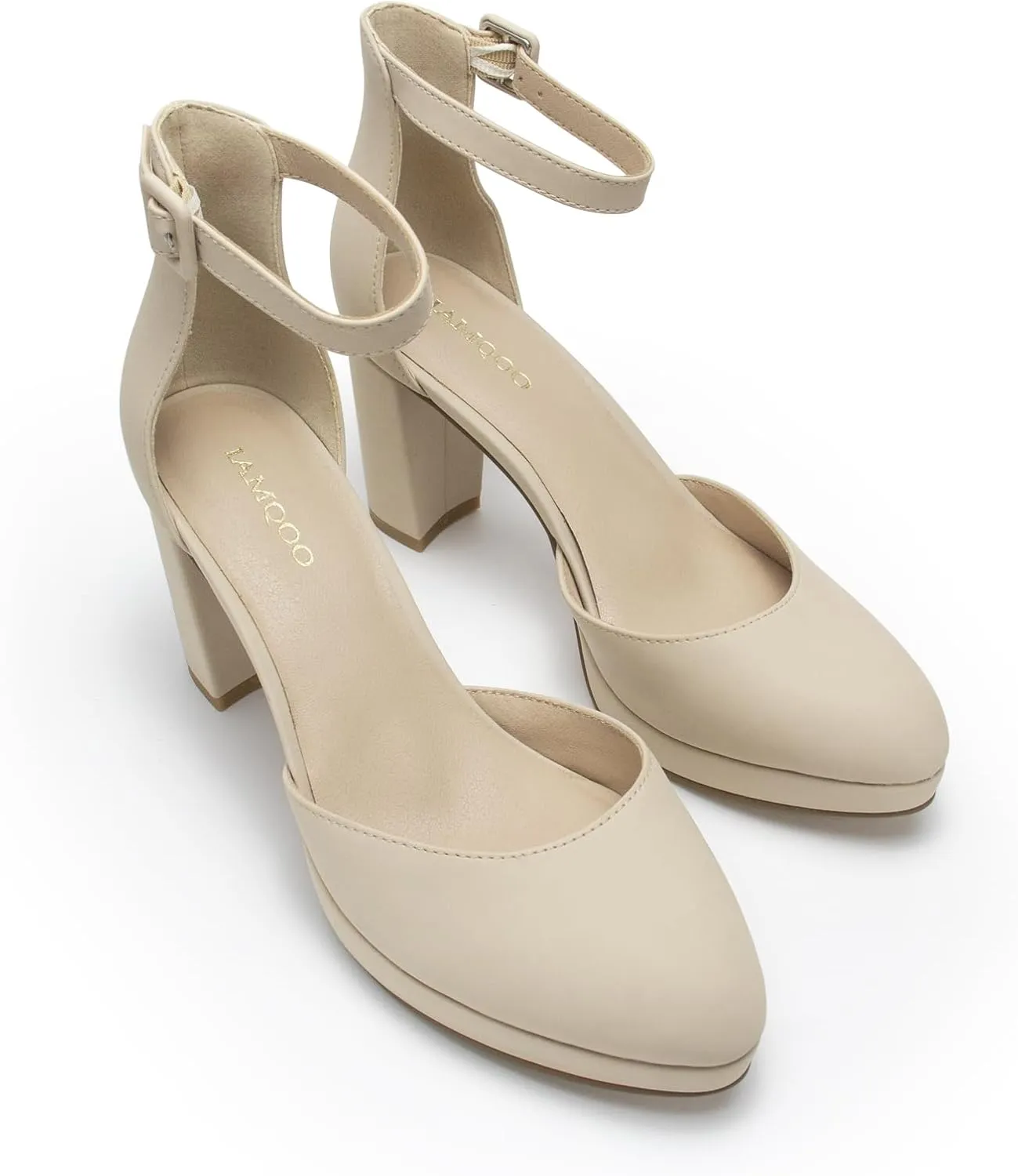 Black Women's Pumps, 3.2 Inch Low Closed Toe Heels,Chunky Heels for Women with Ankle Strap, Soft Dressy Shoes for Office,Wedding, Party