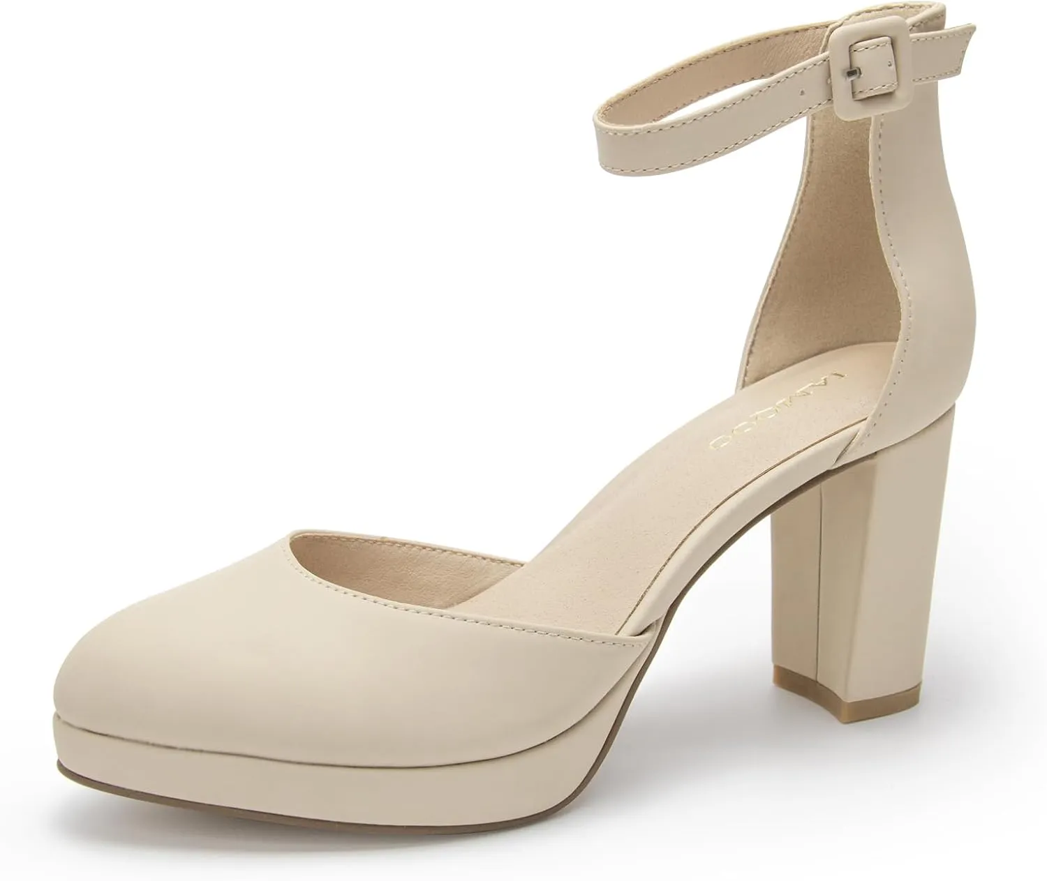 Black Women's Pumps, 3.2 Inch Low Closed Toe Heels,Chunky Heels for Women with Ankle Strap, Soft Dressy Shoes for Office,Wedding, Party