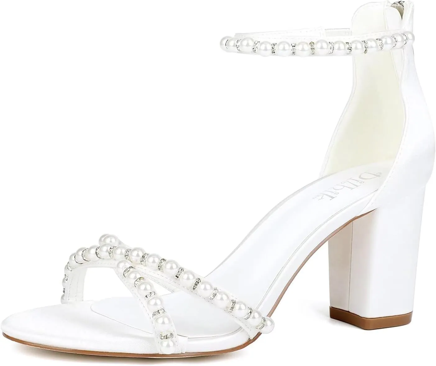 Block Heel Wedding Sandals Bride Wedding Shoes Pearl Heels Bridal Shoes Open Toe Wedding Heels