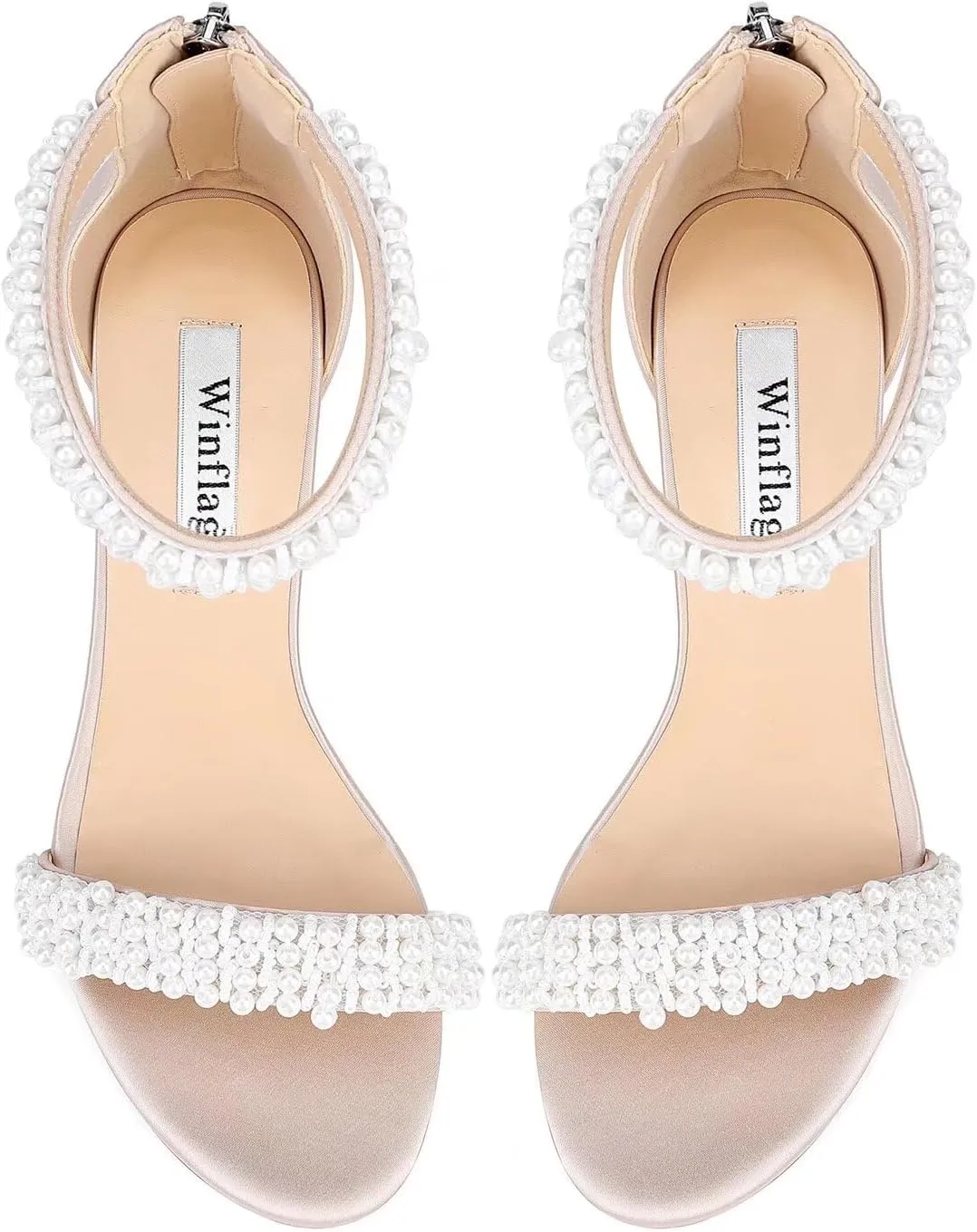 Block Heel Wedding Sandals Pearl Heels Open Toe Wedding Shoes for Bride Bridal Shoes