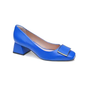 Blue Block Heel Pump