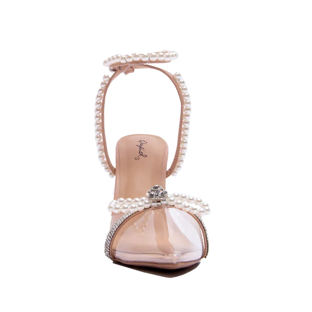 BOW RHINESTONE CLEAR STILETTO