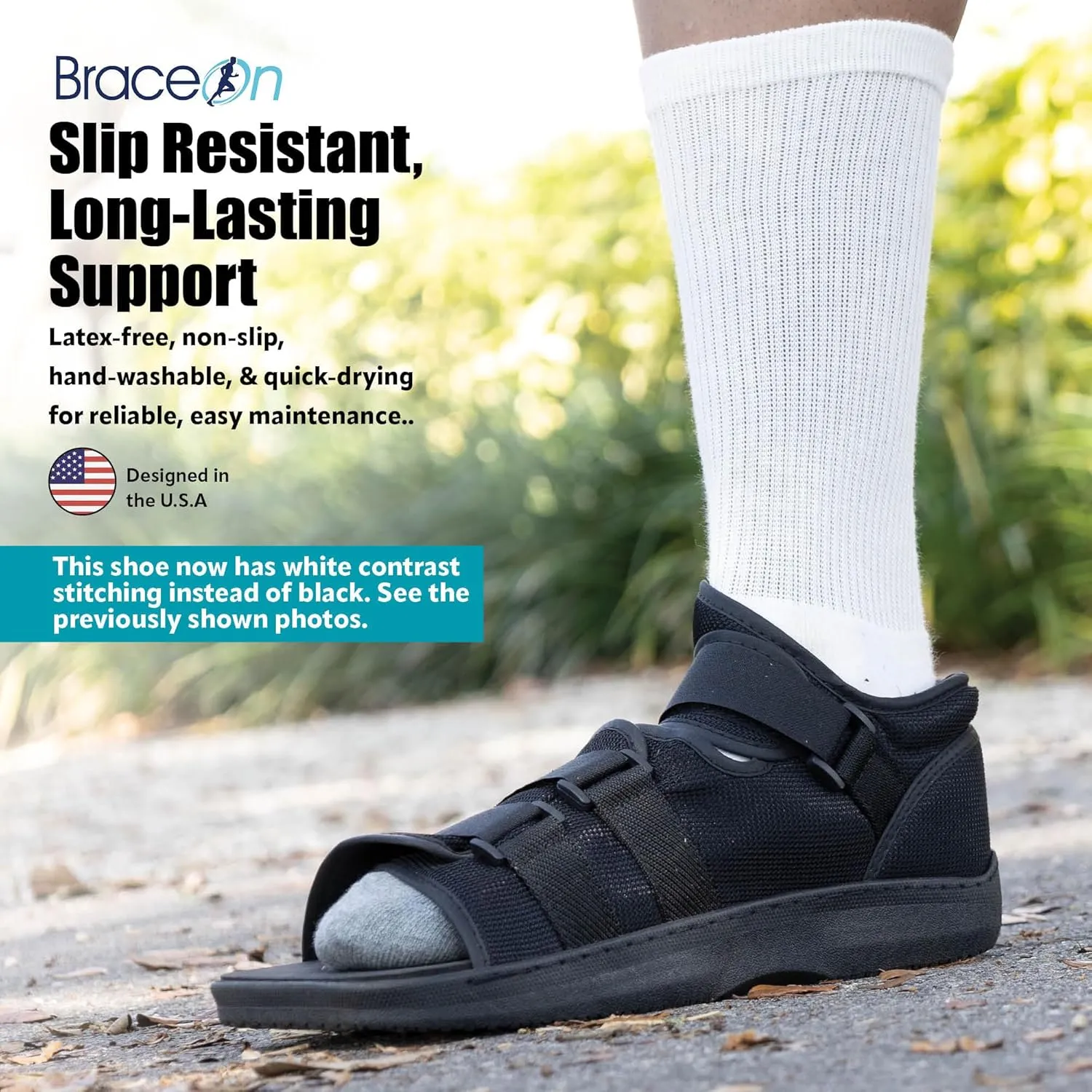 Brace On Post Op Shoe - Orthopedic Shoes for Women & Men, Walking Boot, Ankle Support for Men & Women, Plantar Fasciitis Brace, Medical Boot for Injury (Men, Large, Shoe Size 10-11.5) Black