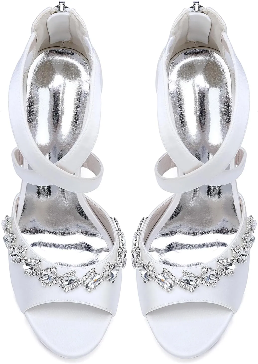 Bridal Shoes Women's Closed Toe Satin Wedding Shoes 9.5CM Open Toe Fish Mouth Cross Strap Stiletto Heel Prom Evening Dress Pumps Bridesmaids