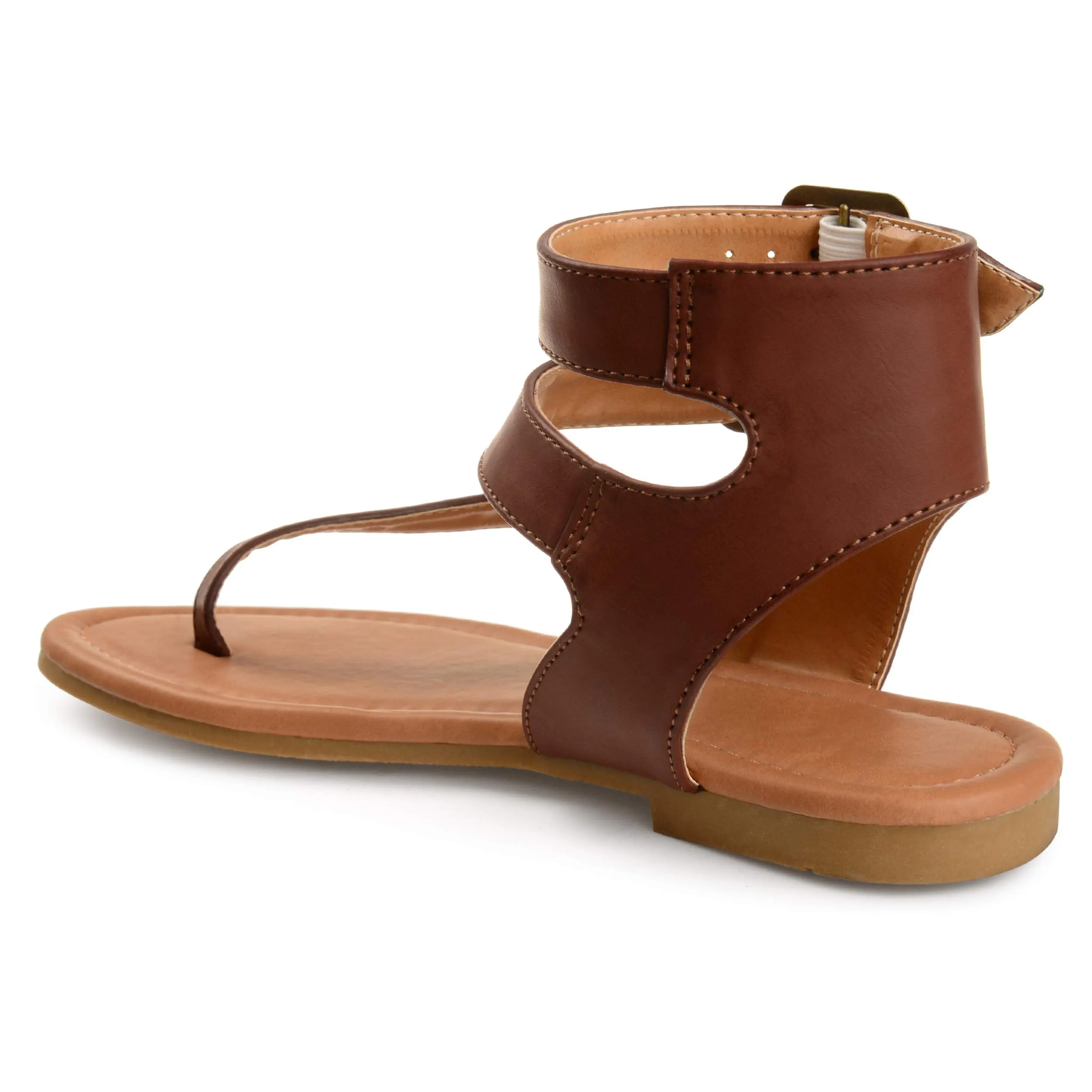Brinley Co. Womens Keelan Faux Leather Buckle Double Wrap Thong Sandals