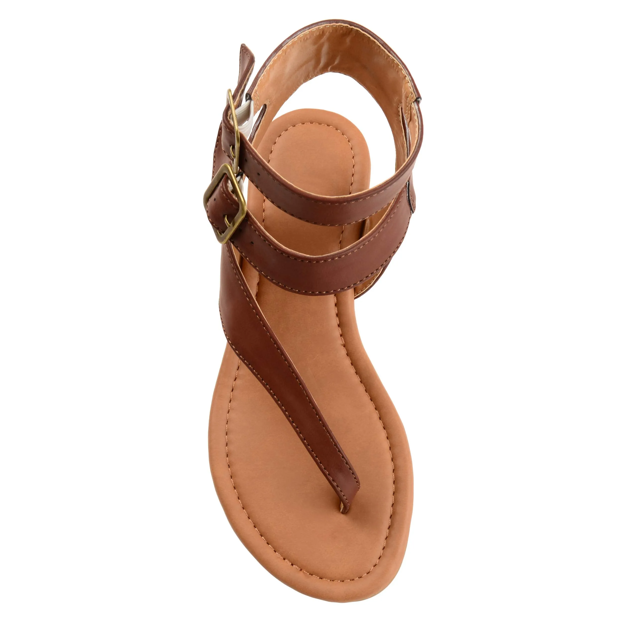 Brinley Co. Womens Keelan Faux Leather Buckle Double Wrap Thong Sandals