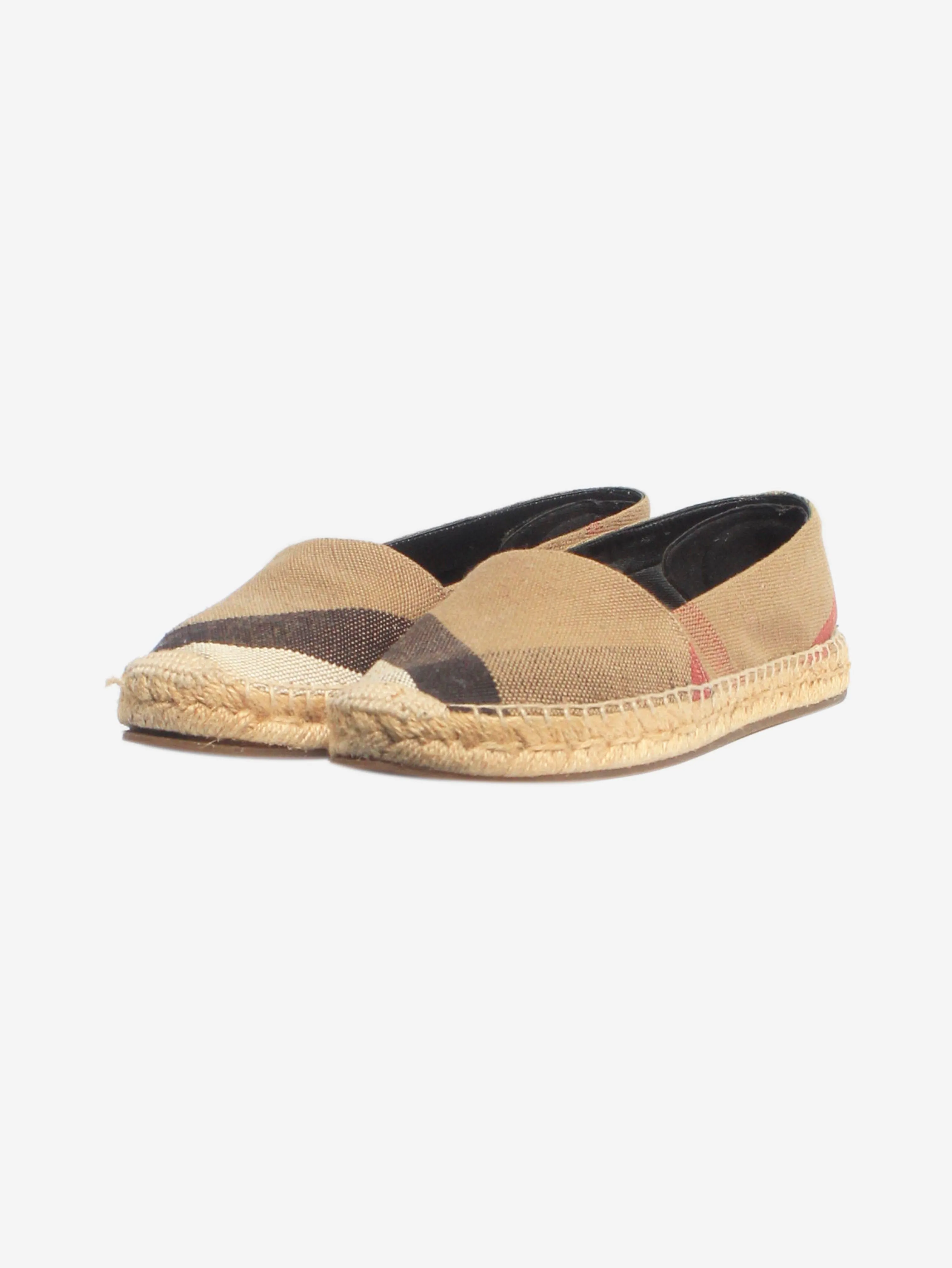 Brown check canvas espadrilles - size EU 37.5