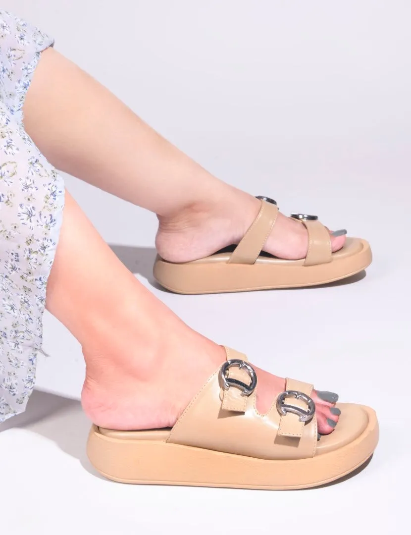 Buckled Double Strap Slide Sandals