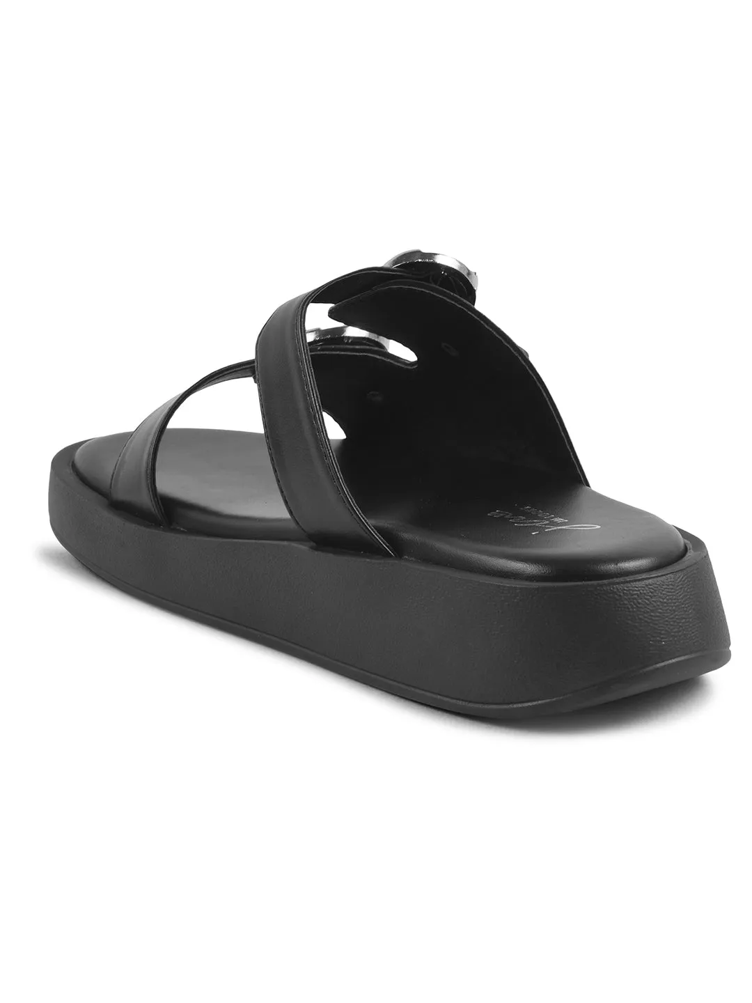 Buckled Double Strap Slide Sandals