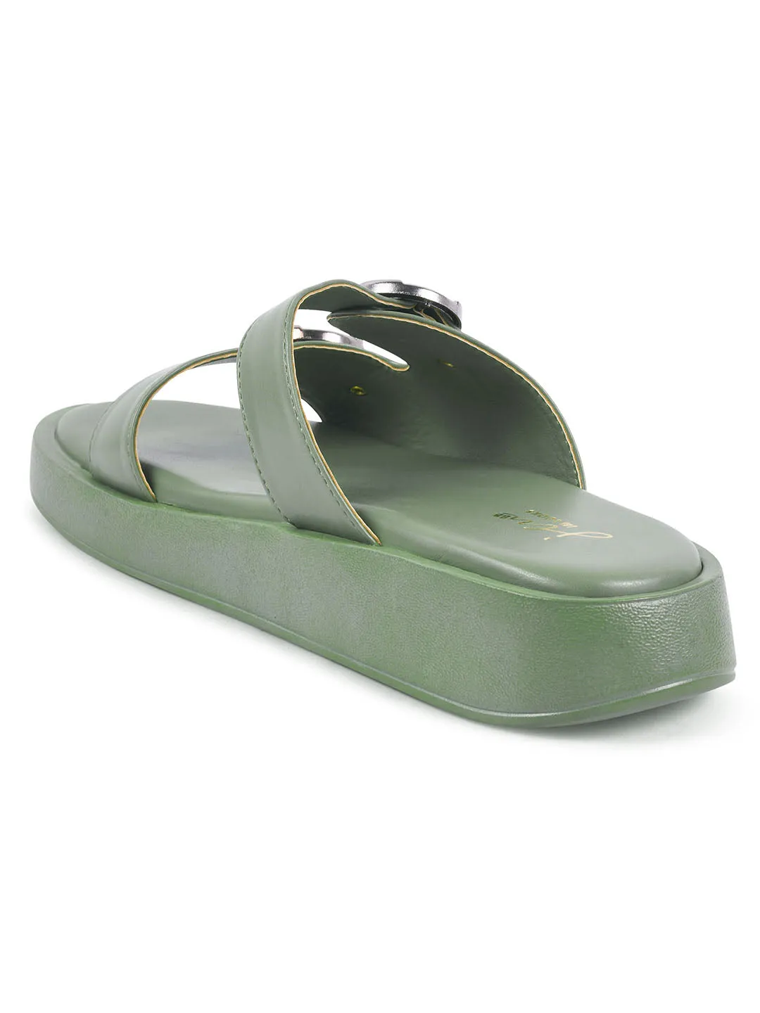 Buckled Double Strap Slide Sandals
