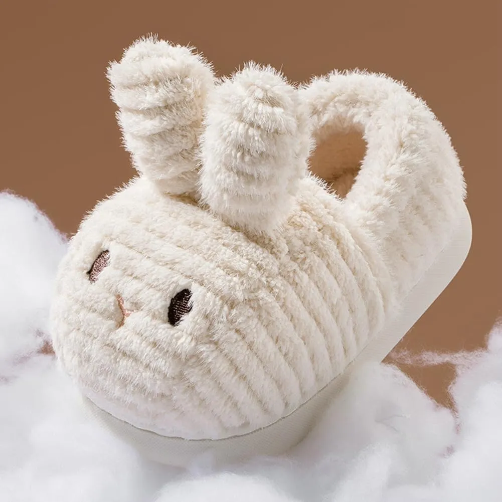 Bunny Slippers for Kids Warm Plush Comfortable Winter House Non-slip Shoes with Heel Cover 2024