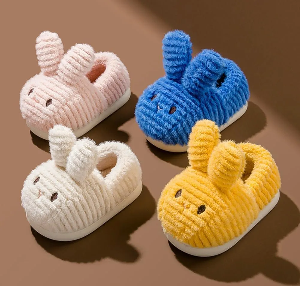 Bunny Slippers for Kids Warm Plush Comfortable Winter House Non-slip Shoes with Heel Cover 2024