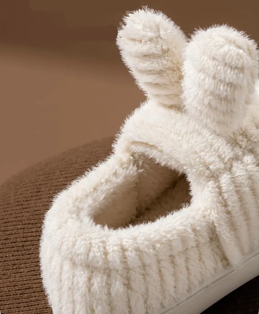Bunny Slippers for Kids Warm Plush Comfortable Winter House Non-slip Shoes with Heel Cover 2024