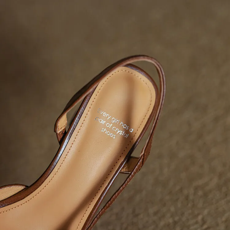 Cap Toe Leather Slingback Pumps