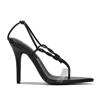 Cape Robbin Alabama Pointy Toe Strappy Thong Stiletto Women Open Toe High Heels-Pink
