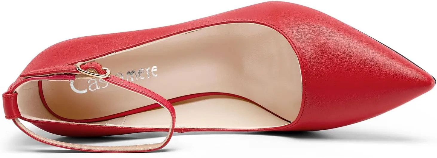 Castamere Womens Ankle Strap Pumps Pointed Toe Slip-on High Heels 10CM Heels