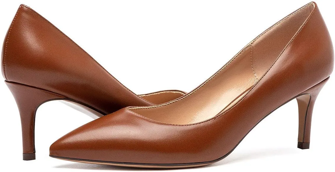 Castamere Womens Slip On Low Heel Pumps Pointed Toe Basic Comfortable 6.5CM Heels