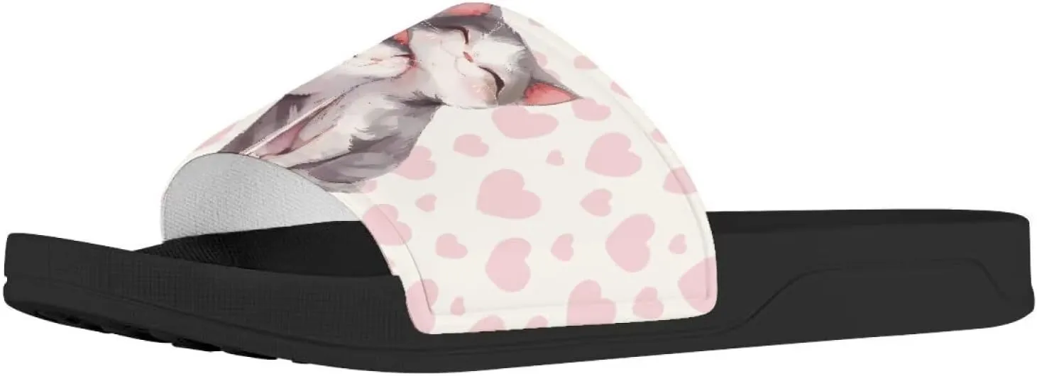 Cat Kitty Print Sandals Women Slippers Comfortable Slides Casual Sandal Summer House Slippers Indoor Outdoor Anti-Skid Slides