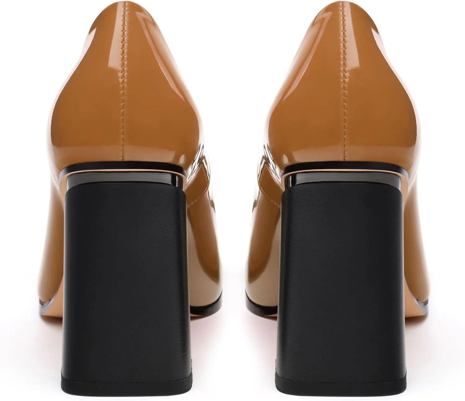 Chunky Block Heels for Women Patent Closed Pointed Toe Pumps Slip on Heels Dress Wedding Shoes 3.5IN