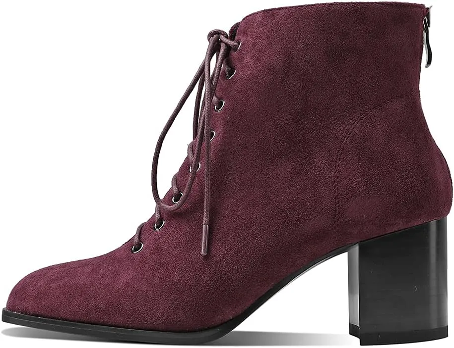 Ciuyurra Fashion Women Ankle Boots Block Mid Heels