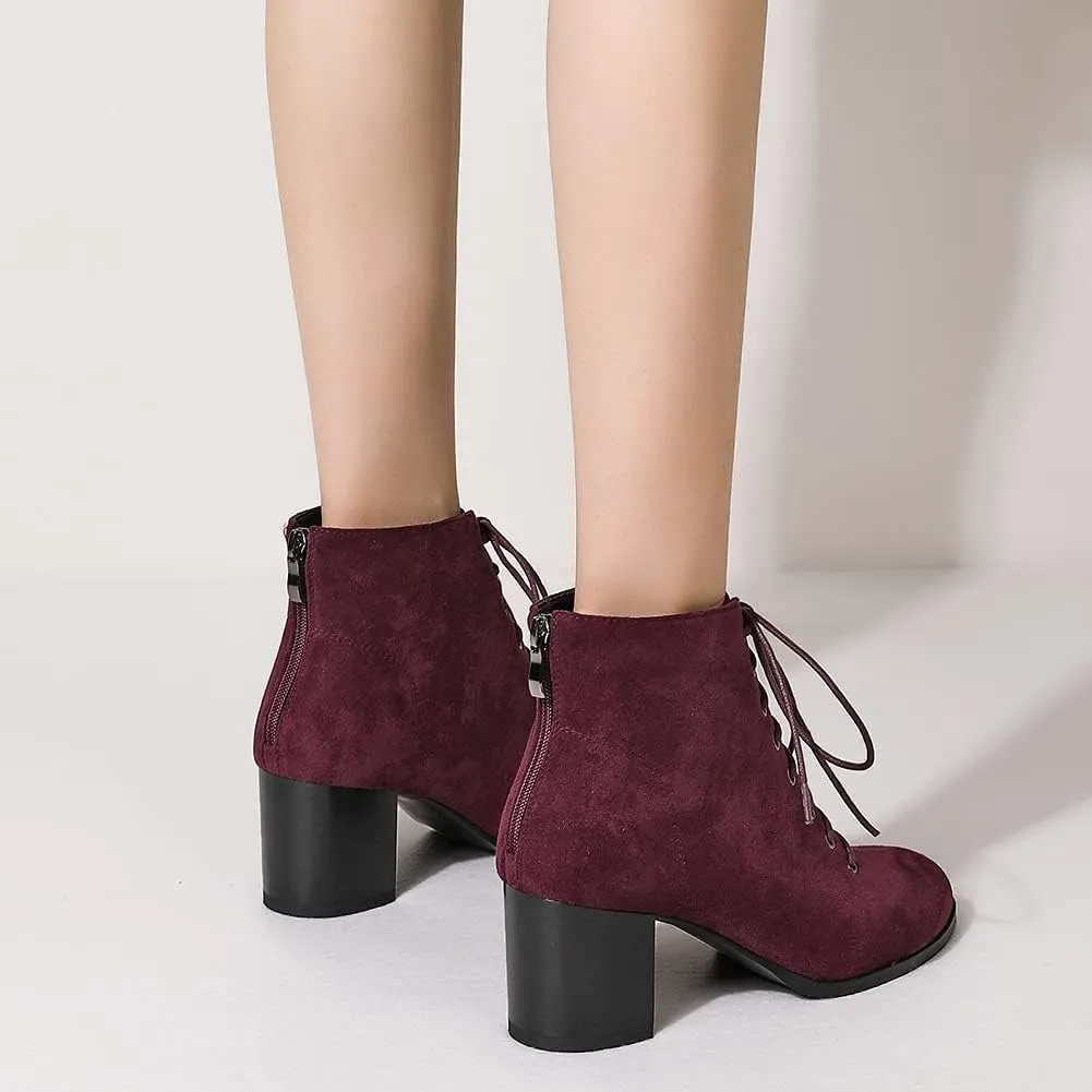 Ciuyurra Fashion Women Ankle Boots Block Mid Heels