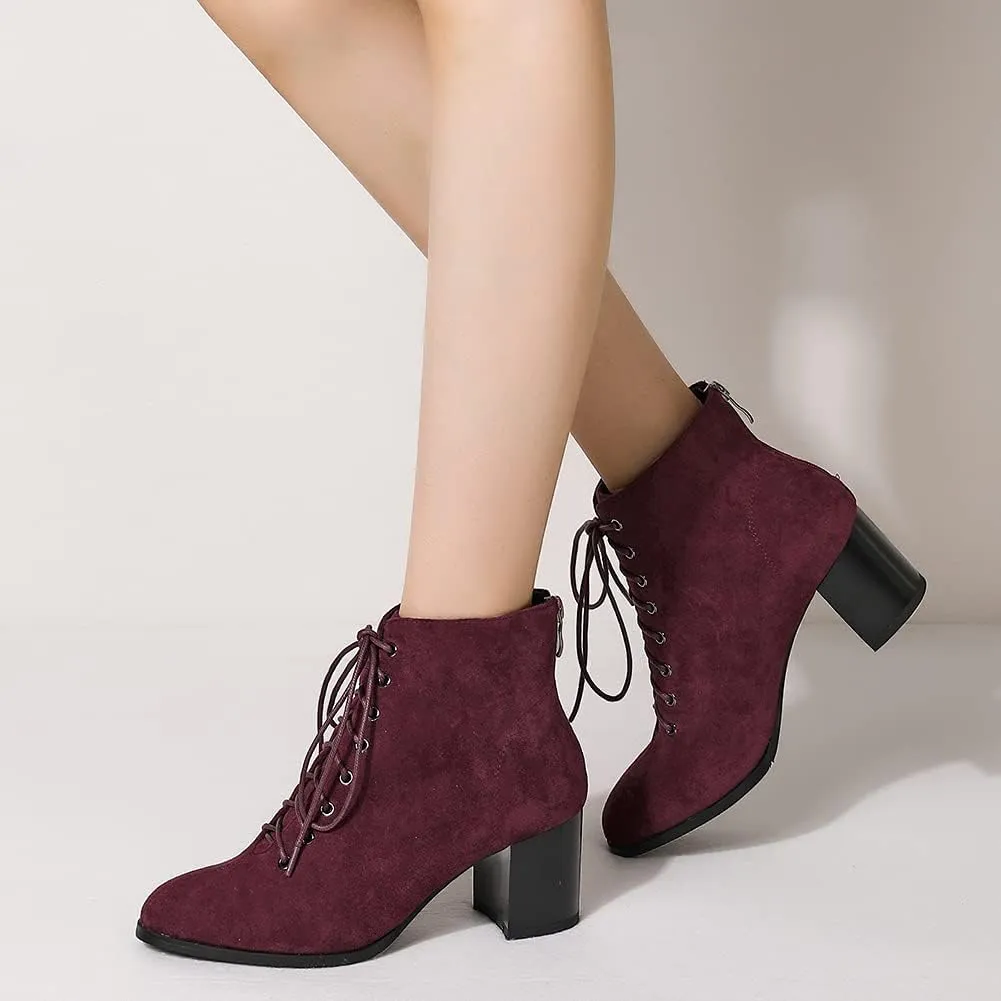 Ciuyurra Fashion Women Ankle Boots Block Mid Heels