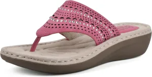 CLIFFS BY WHITE MOUNTAIN Women's Comate Rhinestoned Mini Wedge Flip Flop Sandal