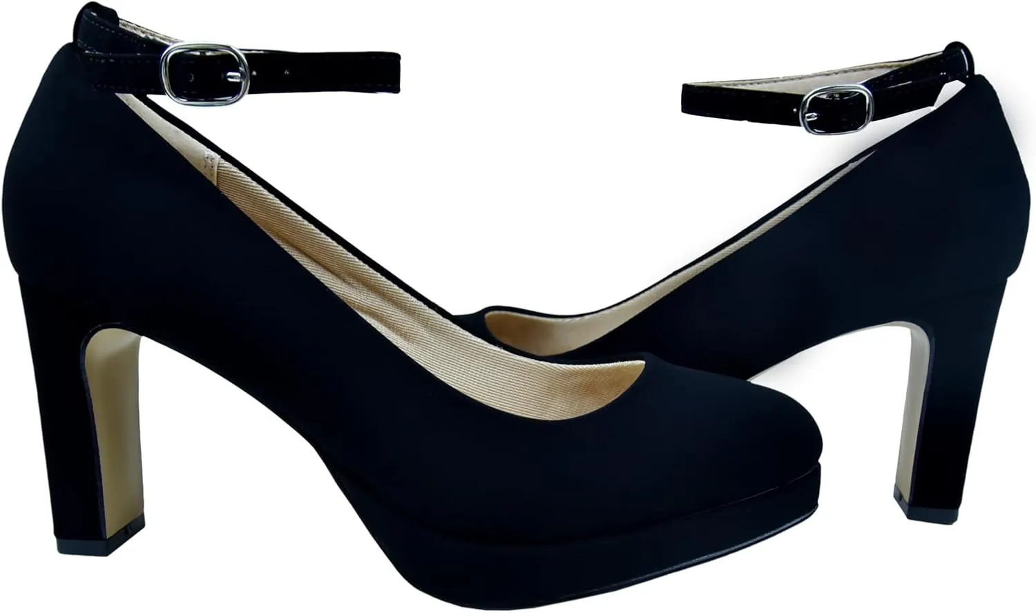 Close Toe Classic High Heels Platform High Heels Round Toe Comfortable Low Platform Mary Jane Dress Pumps Shoes Ankle Strap Shoes for Casual Work Wedding