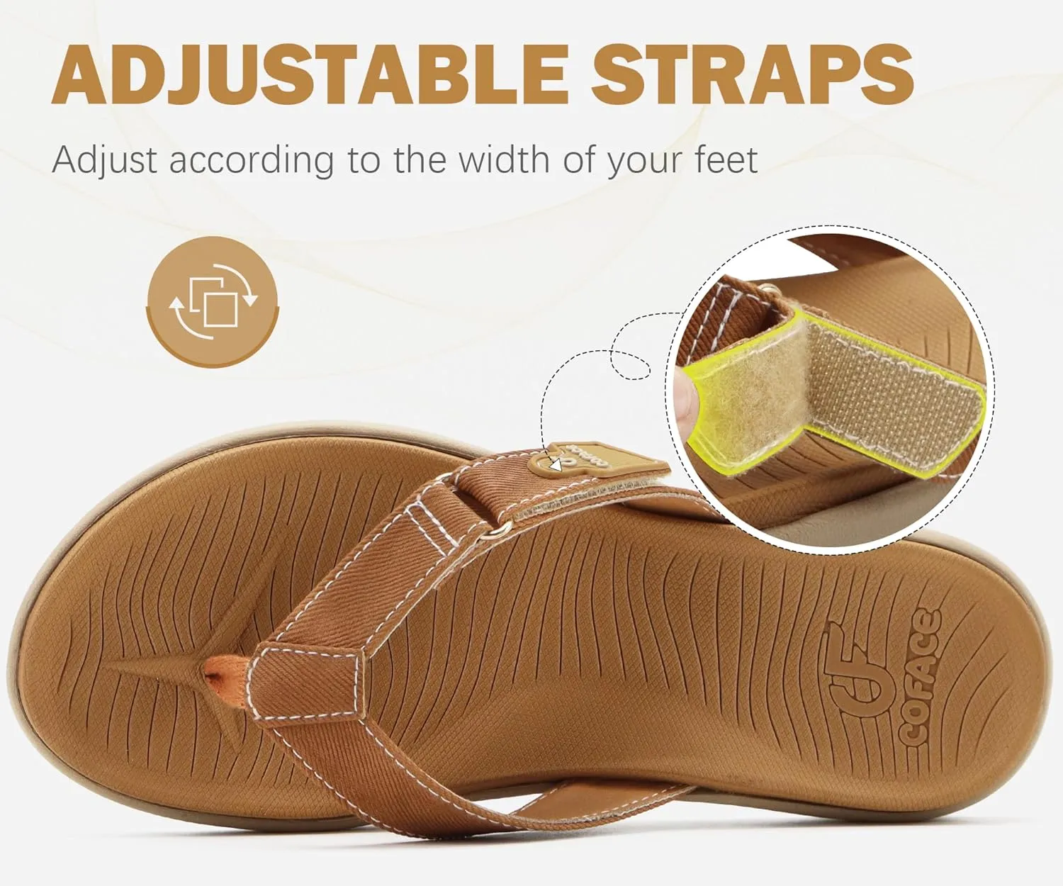 COFACE Flip Flops for Women with Arch Support Beach Thong Sandals for Woman Adjustable Fashion Orthopedic Sandal Outdoor